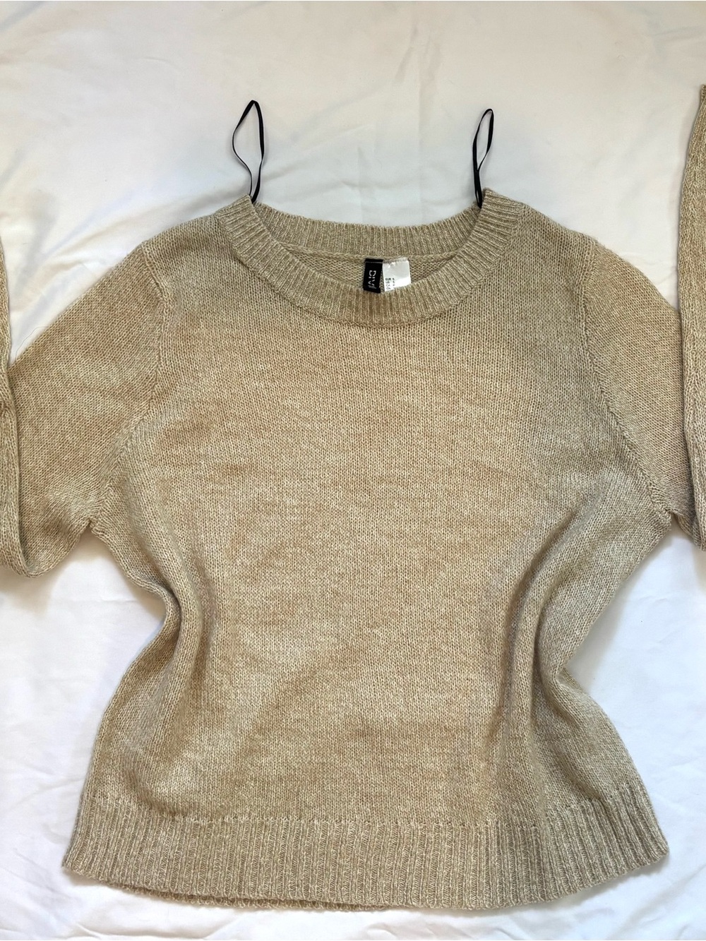 H&M Beige Crewneck Sweater - Lightweight Knit